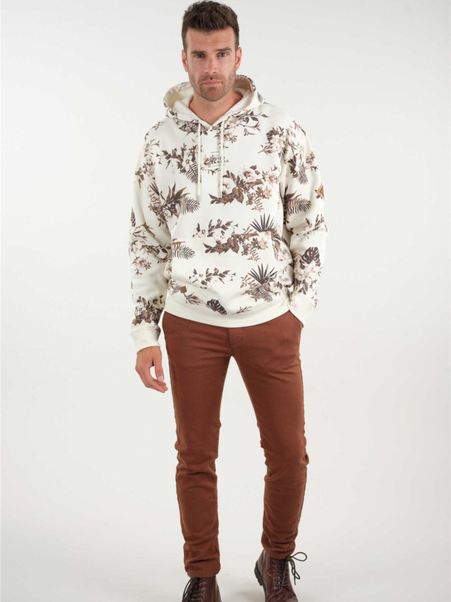 Sweat à capuche motif floral crush naturel homme - Deeluxe