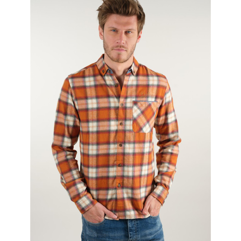 Chemise à carreaux reese orange homme - Deeluxe