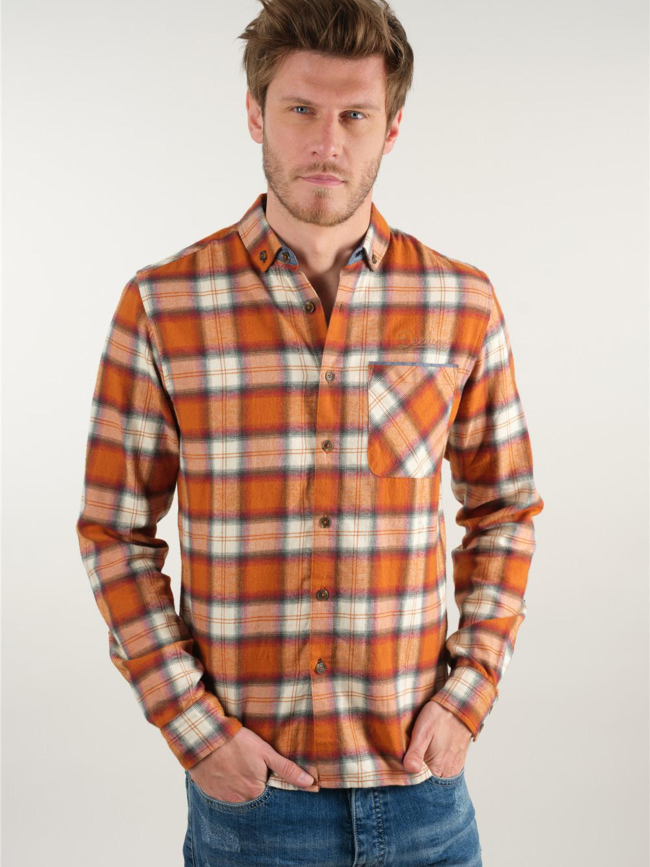 Chemise à carreaux reese orange homme - Deeluxe