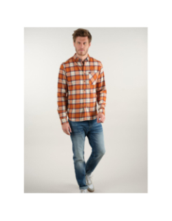 Chemise à carreaux reese orange homme - Deeluxe