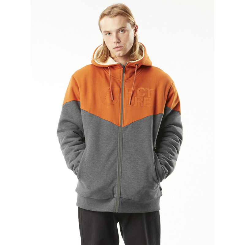Sweat à capuche basement plush zip orange homme - Picture