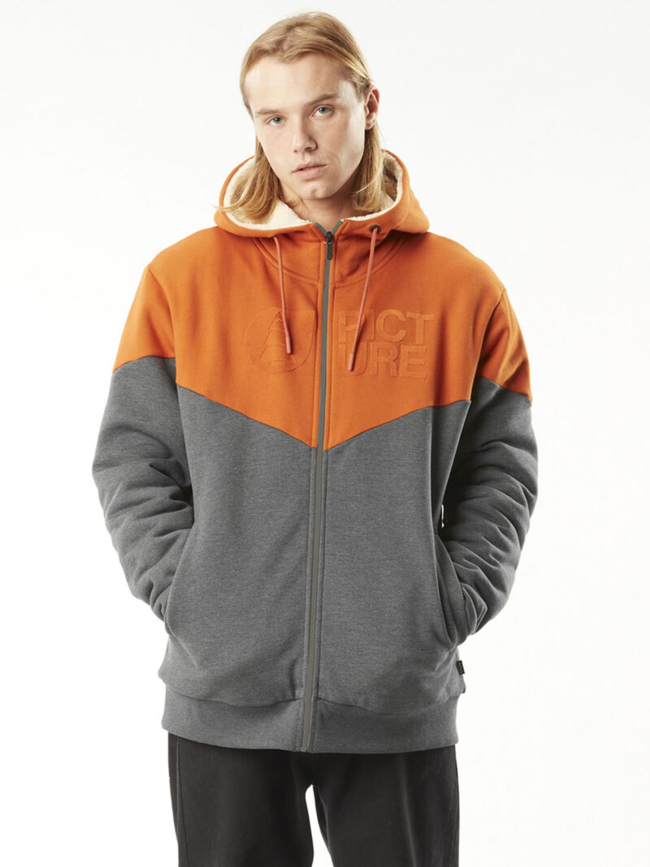 Sweat à capuche basement plush zip orange homme - Picture