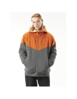 Sweat à capuche basement plush zip orange homme - Picture