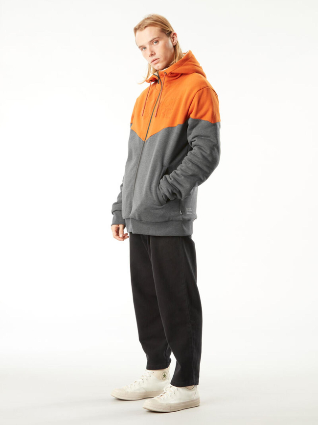 Sweat à capuche basement plush zip orange homme - Picture