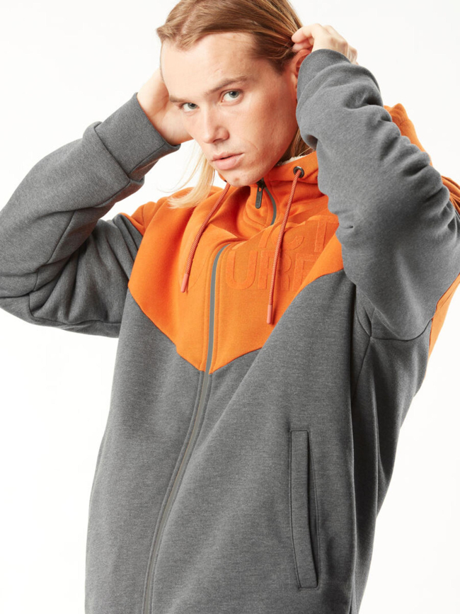 Sweat à capuche basement plush zip orange homme - Picture