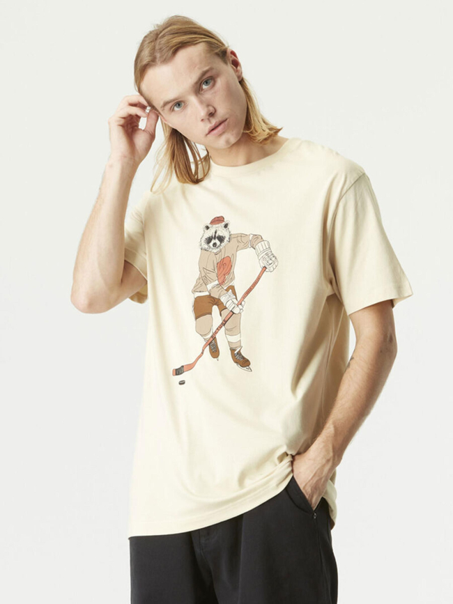 T-shirt raton laveur hockey beige homme - Picture