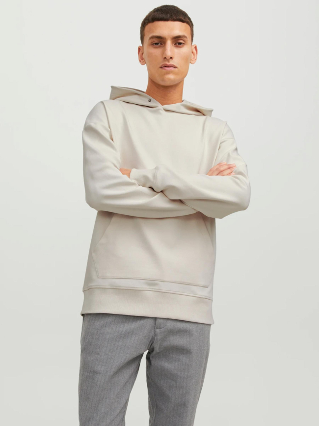 Sweat à capuche sanchez uni crème homme - Jack & Jones