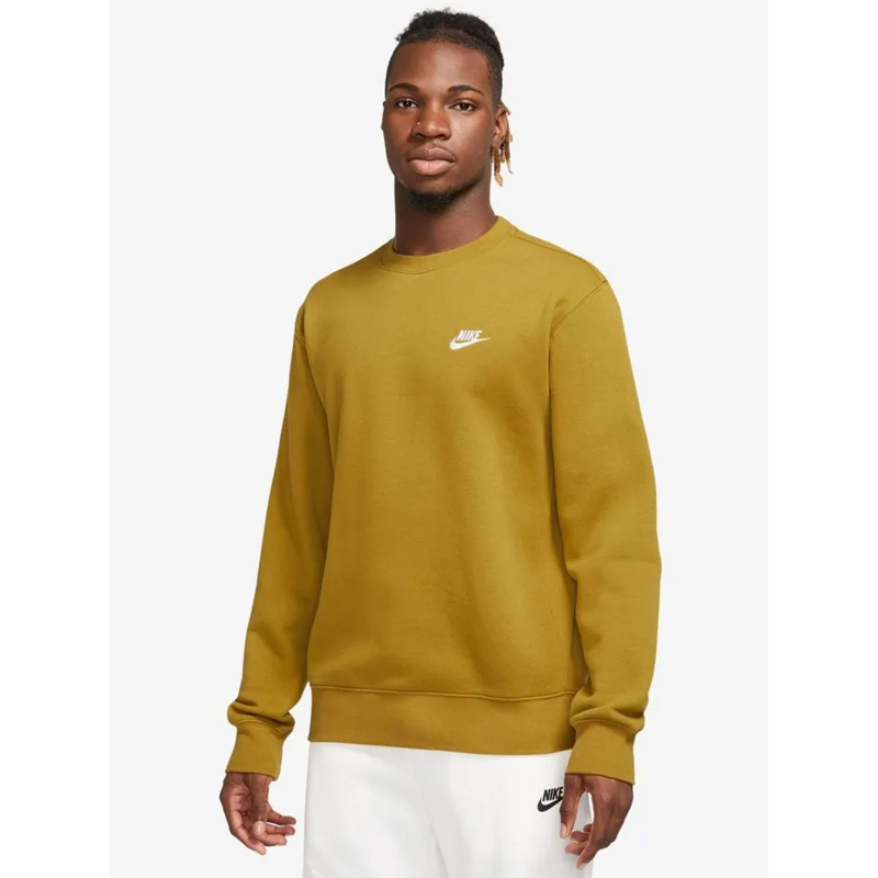 Sweat nsw club crew jaune moutarde homme - Nike