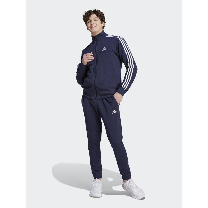 Ensemble veste zippé jogging 3 stripes bleu homme - Adidas