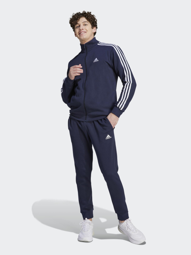 Ensemble veste zippé jogging 3 stripes bleu homme - Adidas