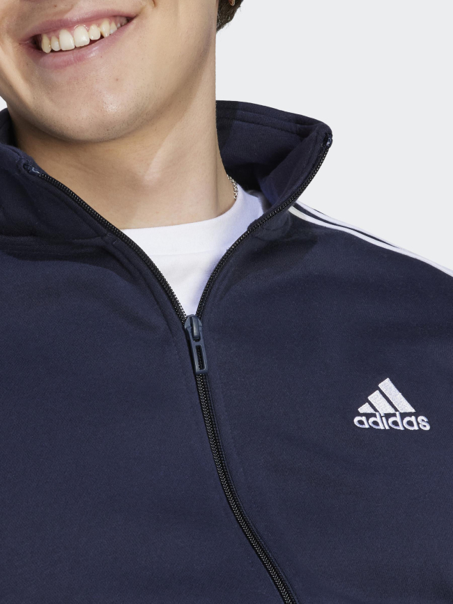 Ensemble veste zippé jogging 3 stripes bleu homme - Adidas