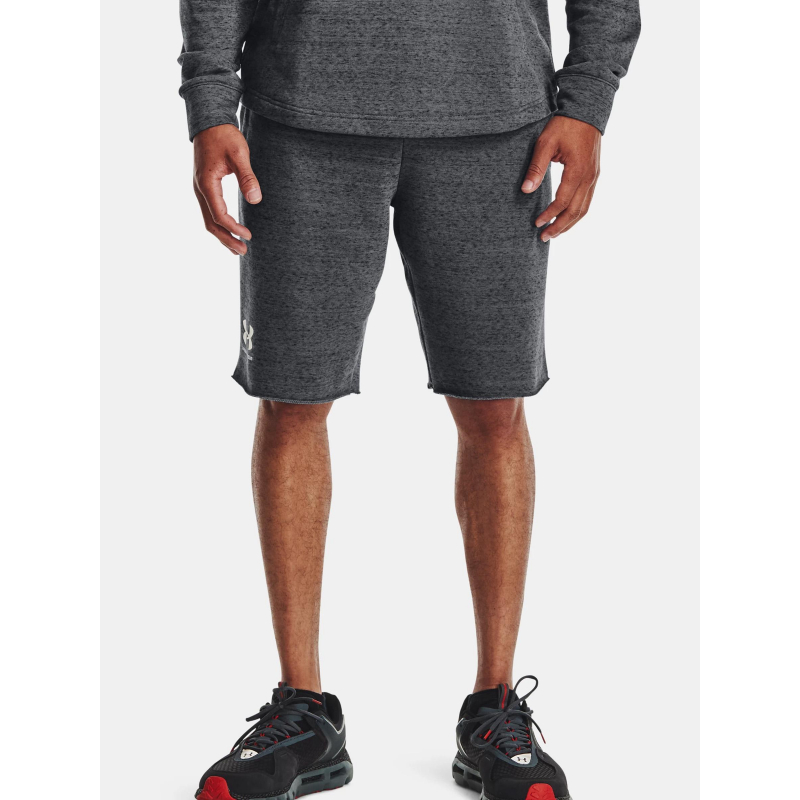 Short rival terry logo imprimé gris homme - Under Armour