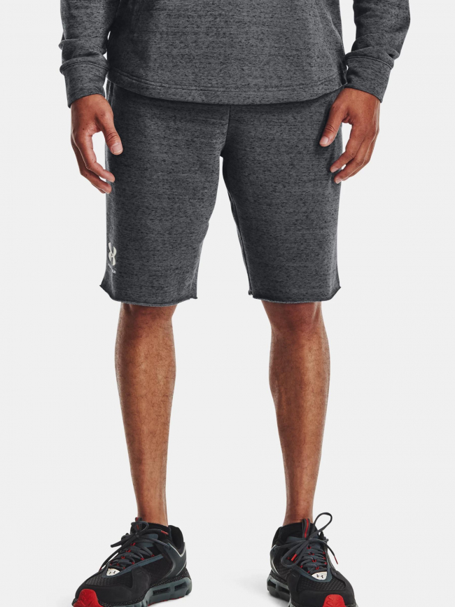 Short rival terry logo imprimé gris homme - Under Armour