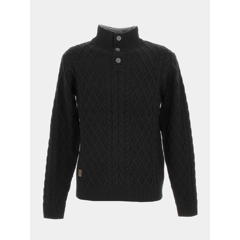 Pull 1/2 zip motif en relief noir homme - RMS 26