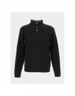 Pull 1/2 zip motif en relief noir homme - RMS 26