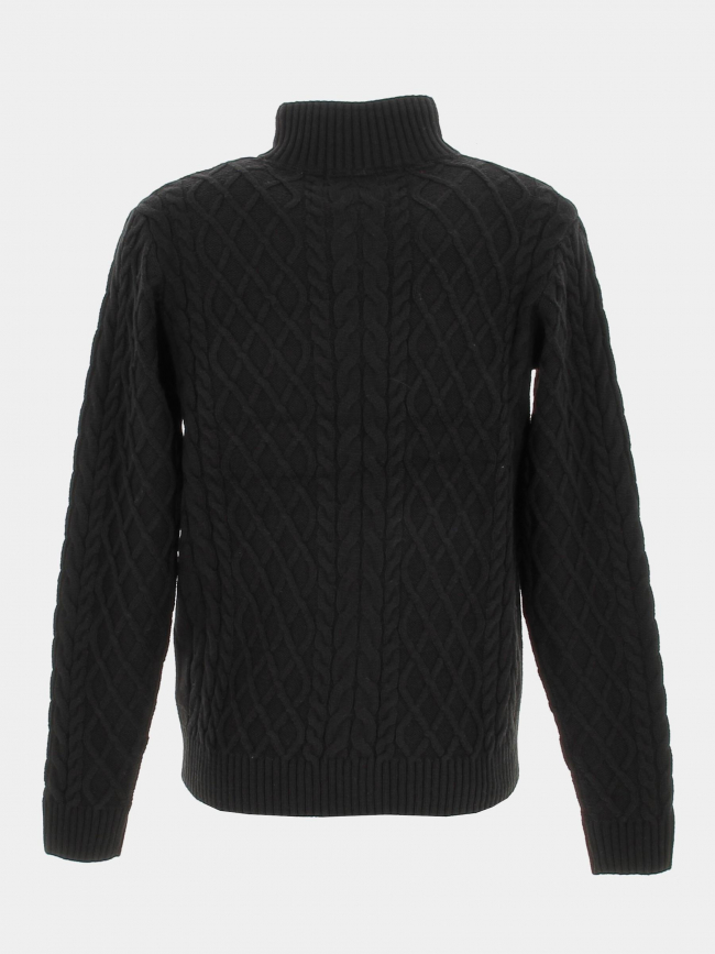 Pull 1/2 zip motif en relief noir homme - RMS 26