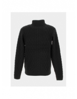 Pull 1/2 zip motif en relief noir homme - RMS 26