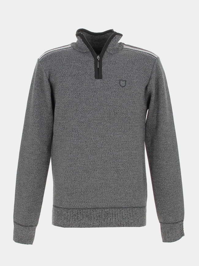 Pull col montant 1/4 zip chiné gris homme - RMS 26