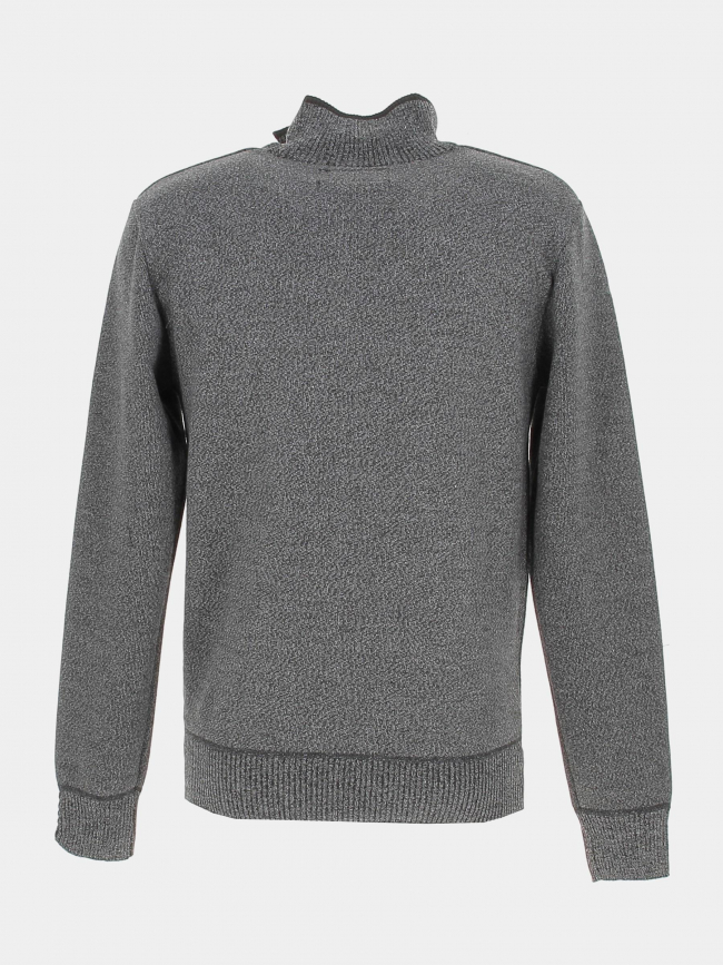 Pull col montant 1/4 zip chiné gris homme - RMS 26