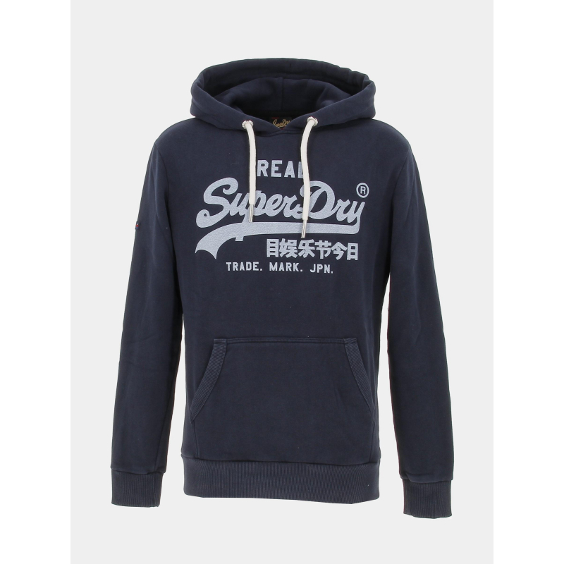 Sweat à capuche vintage logo bleu marine homme - Superdry