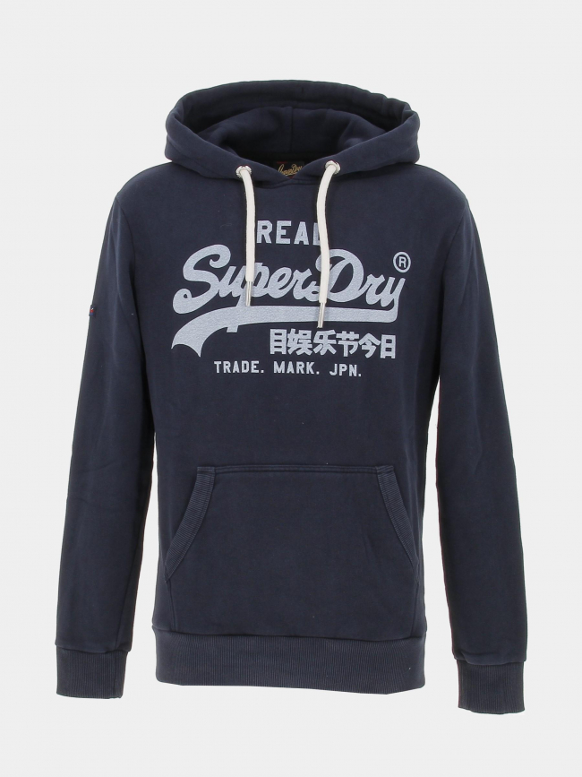 Sweat à capuche vintage logo bleu marine homme - Superdry