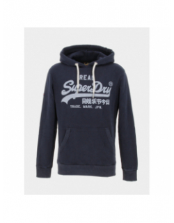 Sweat à capuche vintage logo bleu marine homme - Superdry