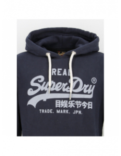 Sweat à capuche vintage logo bleu marine homme - Superdry