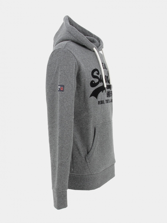 Sweat à capuche tonal logo gris anthracite homme - Superdry