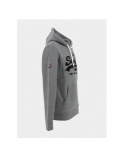 Sweat à capuche tonal logo gris anthracite homme - Superdry