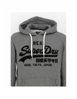 Sweat à capuche tonal logo gris anthracite homme - Superdry