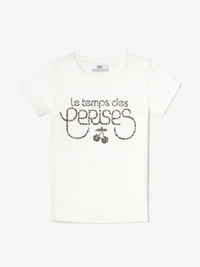 T-shirt mamougi imprimé blanc fille - Le Temps Des Cerises