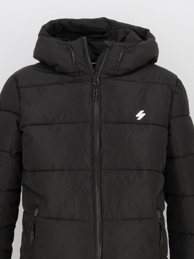 Doudoune hooded sports uni noir homme - Superdry