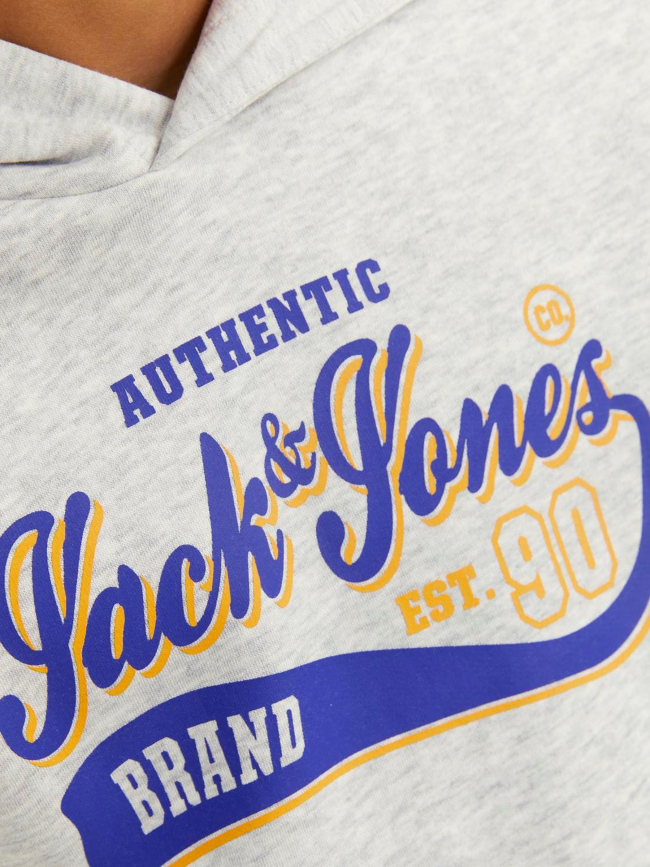 Sweat à capuche logo imprimé gris garçon - Jack & Jones