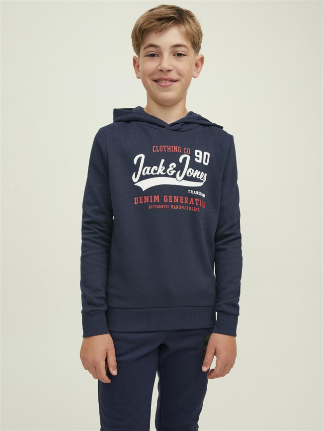 Sweat à capuche logo imprimé marine garçon - Jack & Jones