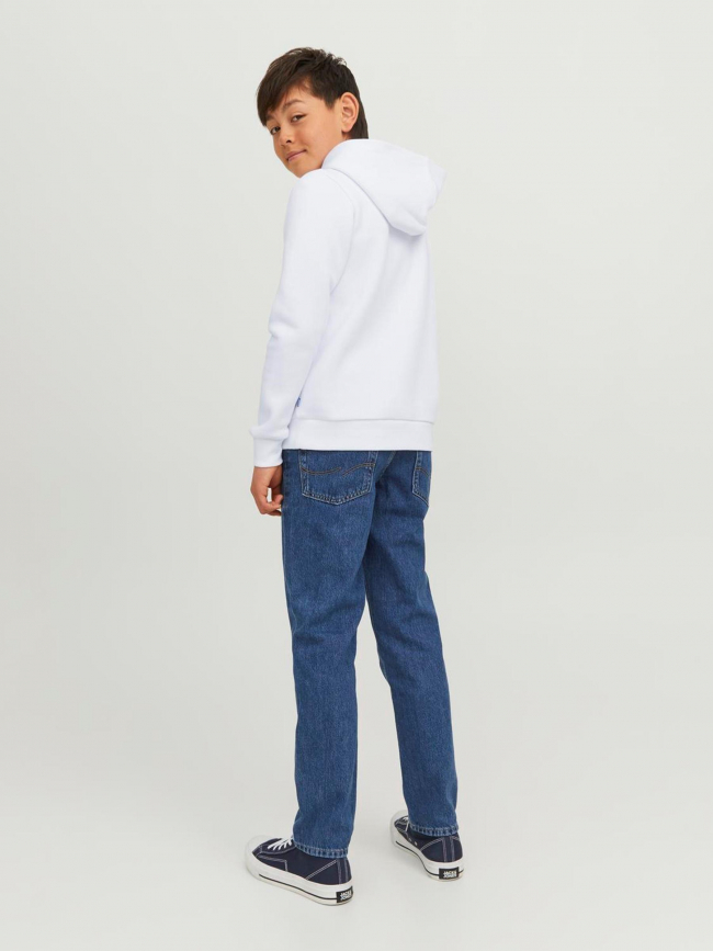 Sweat à capuche corp logo rayures blanc enfant - Jack & Jones