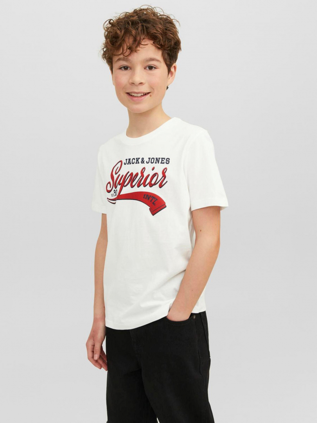 T-shirt logo aw23 basique blanc garçon - Jack & Jones