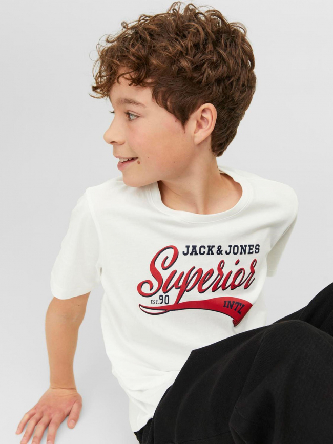 T-shirt logo aw23 basique blanc garçon - Jack & Jones