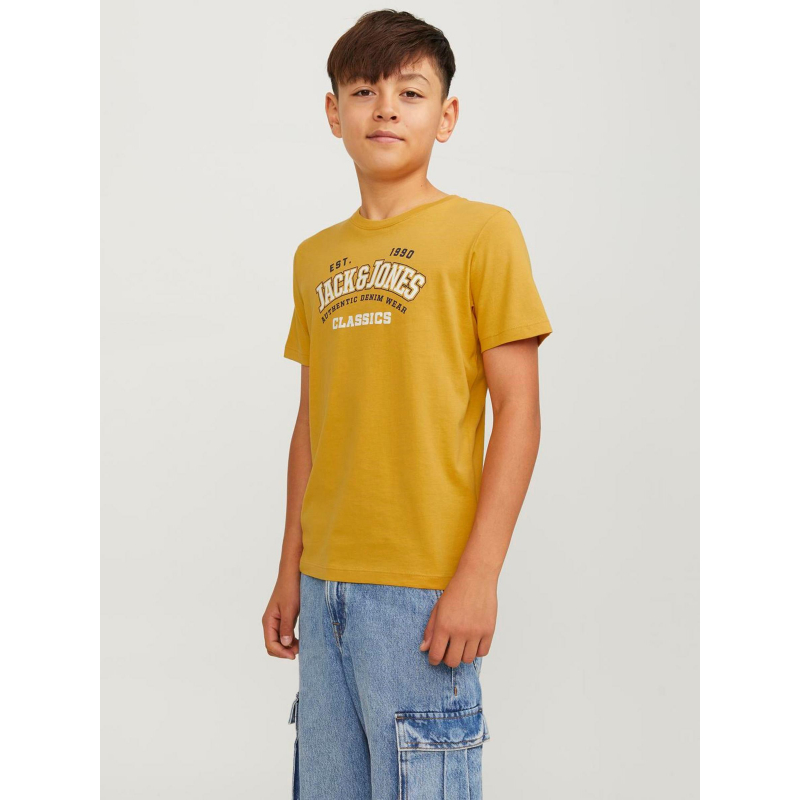 T-shirt logo aw23 imprimé jaune garçon - Jack & Jones