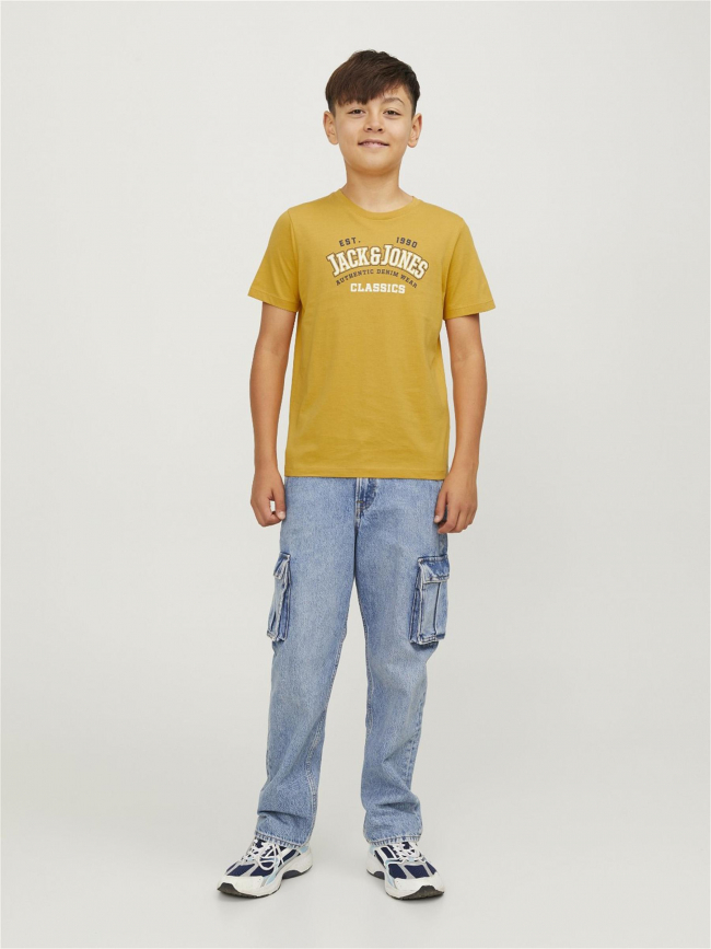 T-shirt logo aw23 imprimé jaune garçon - Jack & Jones