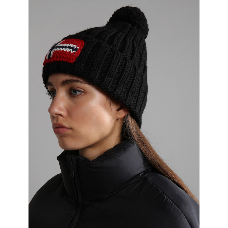 Bonnet à pompon en laine semiury noir - Napapijri