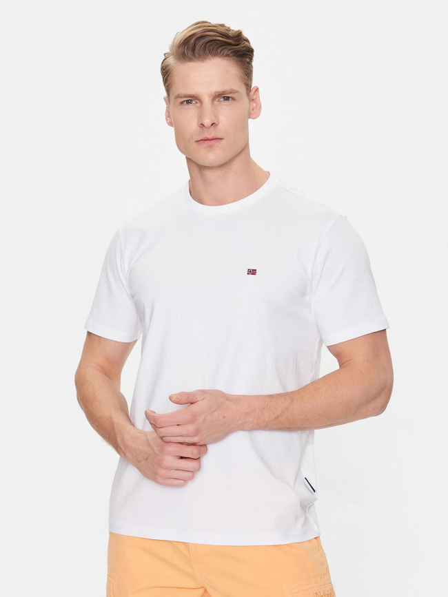 T-shirt uni logo salis blanc homme - Napapijri