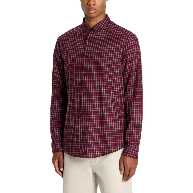 Chemise à carreaux bordeaux homme - Armani Exchange