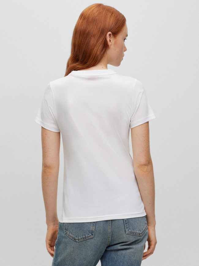 T-shirt uni embossé blanc femme - Hugo