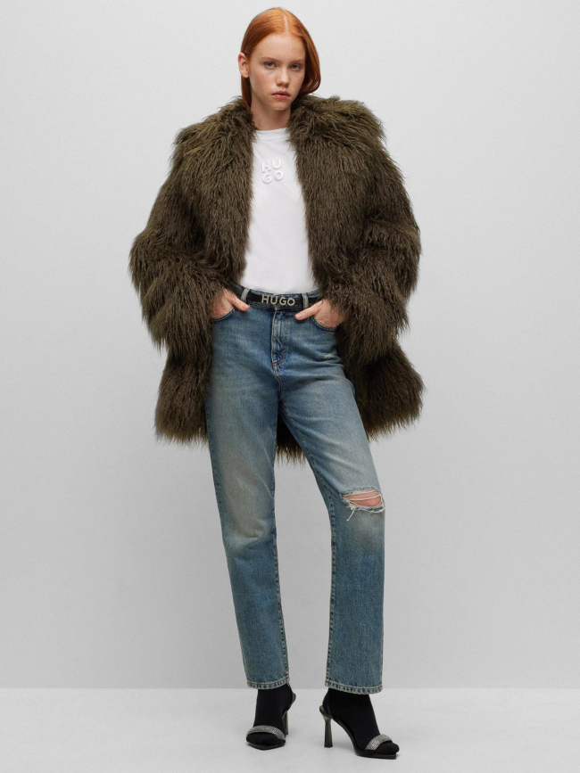 T-shirt uni embossé blanc femme - Hugo