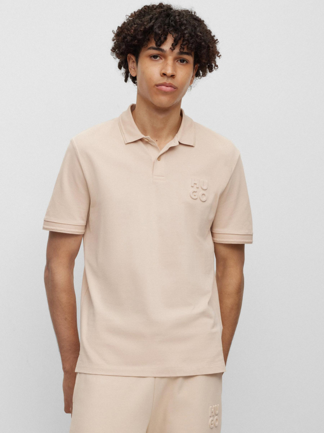 Polo logo embossé drouts beige homme - Hugo