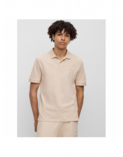 Polo logo embossé drouts beige homme - Hugo