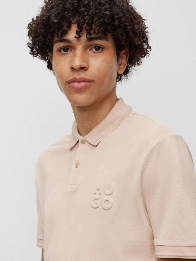 Polo logo embossé drouts beige homme - Hugo