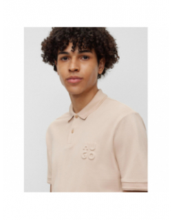 Polo logo embossé drouts beige homme - Hugo