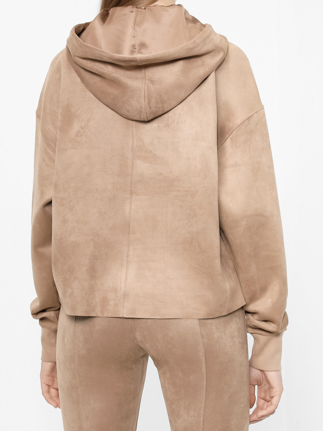 Sweat à capuche en suédine zorina beige femme - Guess