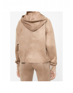 Sweat à capuche en suédine zorina beige femme - Guess